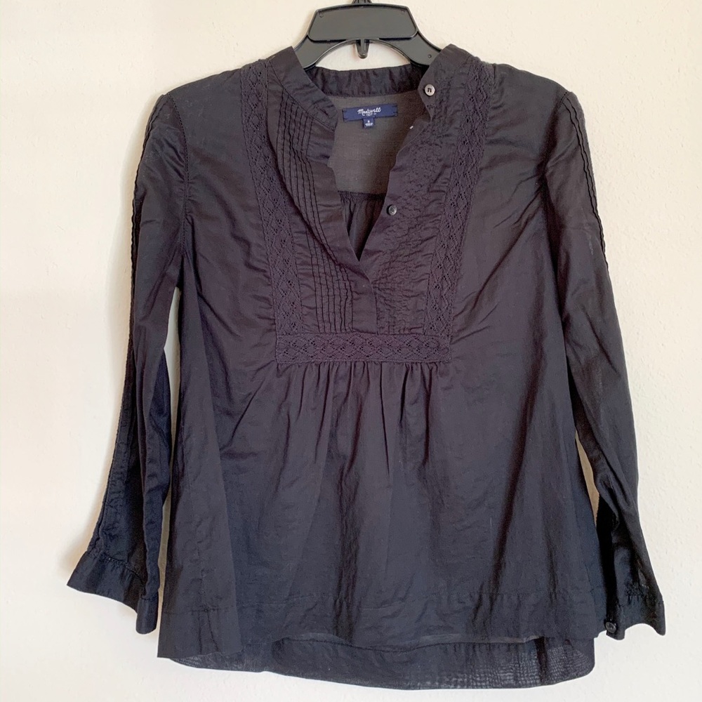 Madewell Embroidered Black Blouse Sz Small